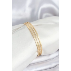 BFS 316L Çelik Gold Renk Simli Model Ajda 65 mm Kadın Bileklik