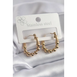 BFS 316L Çelik Gold Renk Topçuk Halka Model Kadın Küpe