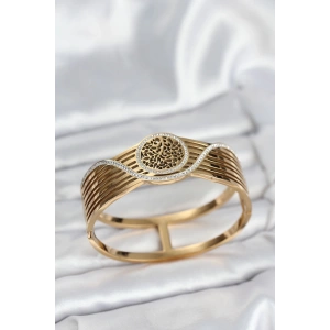 BFS 316L Çelik Gold Renk Yaşam Ağacı Modelli Kadın Kelepçe Bileklik