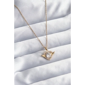 BFS 316L Çelik Gold Renk Zincir Zirkon Taşlı Kalp Model Kadın Kolye
