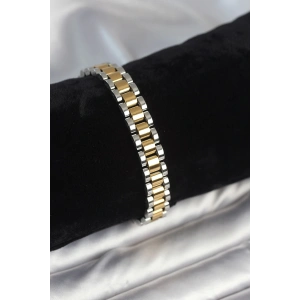 BFS 316L Çelik Gold ve Gümüş Renk 9 mm Kalınlık Erkek Bileklik