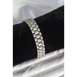 BFS 316L Çelik Gümüş Renk 12 mm Kalınlık Erkek Bileklik