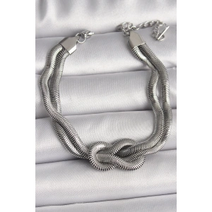 BFS 316L Çelik Gümüş Renk Düğüm Model Kadın Bileklik