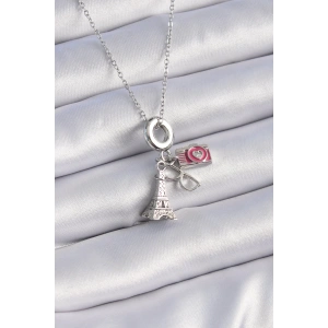 BFS 316L Çelik Gümüş Renk Eyfel Kule Fotoğraf Makinesi Model Charm Kadın Kolye