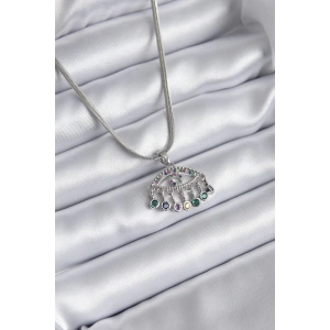 BFS 316L Çelik Gümüş Renk İtalyan Zincir Zirkon Taşlı Göz Figür Kadın Kolye