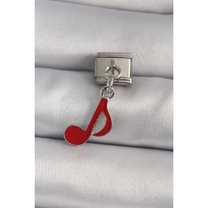 BFS 316L Çelik Gümüş Renk Kırmızı Nota Model Nomination Charm