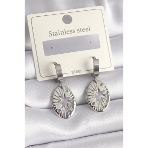 BFS 316L Çelik Gümüş Renk Kutup Yıldızı İşleme Kadın Küpe