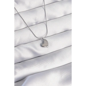 BFS 316L Çelik Gümüş Renk Minimal Kalp Tasarımlı Kolye