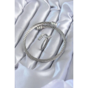 BFS 316L Çelik Gümüş Renk Sarmal Model Erkek Bileklik Yüzük Kombini