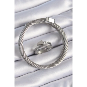 BFS 316L Çelik Gümüş Renk Sarmal Model Erkek Bileklik Yüzük Kombini