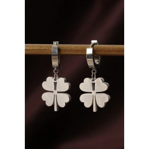 BFS 316L Çelik Gümüş Renk Yonca Küpe