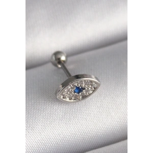 BFS 316L Çelik Gümüş Renk Zirkon Taşlı Göz Tragus Piercing