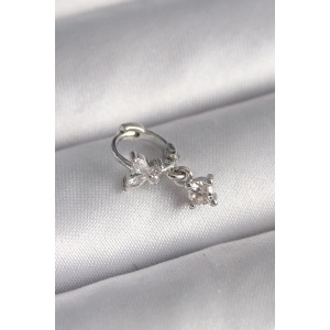 BFS 316L Çelik Gümüş Renk Zirkon Taşlı Kelebek Model Sallantı Detay Tragus Piercing