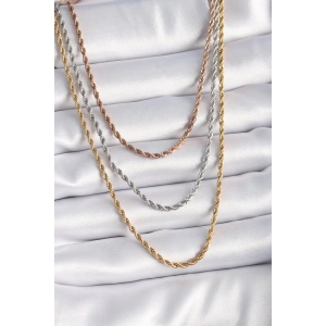 BFS 316L Çelik Mix Renk Burgu Zincir Model Kadın Kolye