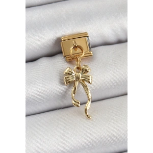 BFS 316L Çelik Sallantılı Uzun Fiyonk Model Gold Renk Nomination Charm