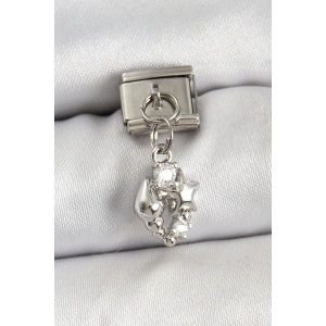 BFS 316L Çelik Sallantılı Zirkon Taşlı Deniz Kabuğu Ve Yıldız Model Gümüş Renk Nomination Charm