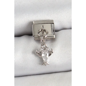 BFS 316L Çelik Sallantılı Zirkon Taşlı Yengeç Model Gümüş Renk Nomination Charm