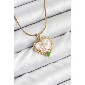 BFS 316L Çelik Sanatsal Portre Model Gold Renk Kadın Kolye