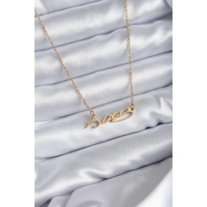 BFS 316L Çelik Zincir Gold Renk Atatürk İmzası Model Kadın Kolye