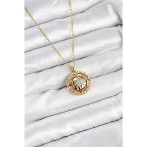 BFS 316L Çelik Zincir Gold Renk Kutup Yıldızı Model Kadın Kolye