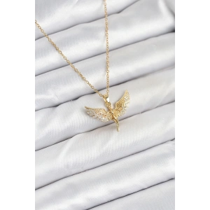 BFS 316L Çelik Zincir Gold Renk Melek Model Kadın Kolye