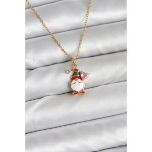 BFS 316L Çelik Zincir Gold Renk Yılbaşı Teması Kadın Kolye