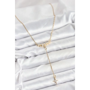 BFS 316L Çelik Zincir Gold Renk Yıldız Model Y Kadın Kolye