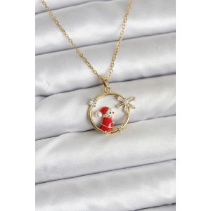 BFS 316L Çelik Zincir Gold Zirkon Taşlı Yılbaşı Tema Kadın Kolye