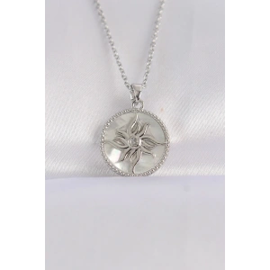 BFS 316L Çelik Zincir Gümüş Renk Oval Tasarımlı Güneş Kolye