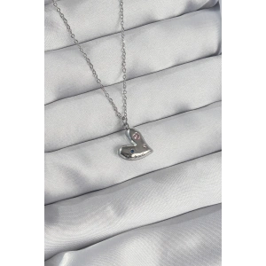 BFS 316L Çelik Zincir Gümüş Renk Renkli Zirkon Taşlı Kalp Kolye