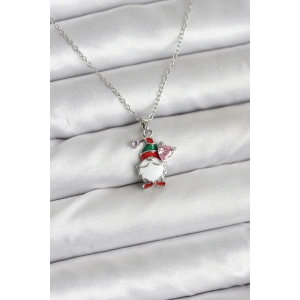 BFS 316L Çelik Zincir Gümüş Renk Yılbaşı Teması Kadın Kolye