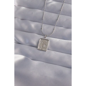 BFS 316L Çelik Zincir Gümüş Renk Zirkon Taşlı Ay Yıldız Figürlü Tarot Kolye