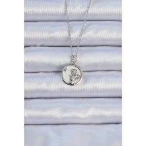 BFS 316L Çelik Zincir Gümüş Renk Zirkon Taşlı Mineli Melek Kolye