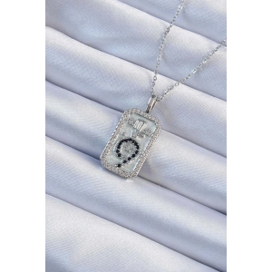 BFS 316L Çelik Zincir Gümüş Renk Zirkon Taşlı Minimal Papatya Figürlü Tarot Kolye