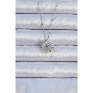 BFS 316L Çelik Zincir Gümüş Renk Zirkon Taşlı Parlayan Yıldız Kolye