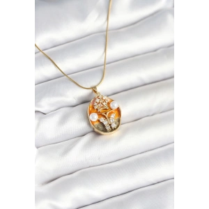 BFS 316L Çelik Zincir Kelebek Model Sanatsal Portre Kadın Kolye