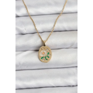 BFS 316L Çelik Zincir Papatya Figürlü Kadın Kolye