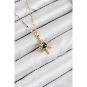 BFS 316L Çelik Zirkon Taşlı Kutup Yıldızı Model Gold Renk Kadın Kolye