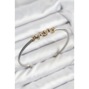 BFS 316L Çelik Zirkon Taşlı Model Gold Ve Gümüş Renk Kadın Bileklik