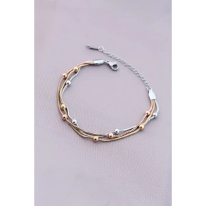 BFS 316L Kararmaz Çelik Gümüş Renk Top Zincirli Kadın Bileklik