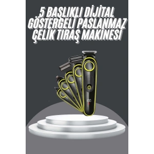 BFS 5 Başlıklı Şarjlı Tıraş Makinesi Led Ekran Saç Sakal Ense Tıraşına Uygun Bakım Seti