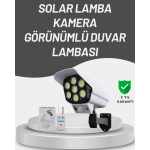 BFS 77 LEDli Güneş Enerjili Güvenlik Lambası ve Kukla Kamera – Hareket Sensörlü, 2400mAh Pilli