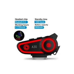 BFS A30 Motosiklet Kask Kulaklık Intercom Işıklı 2 Eşleşme Özellikli