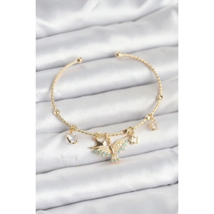 BFS Anka Kuşu Charmlı Gold Renk Pirinç Kadın Bileklik