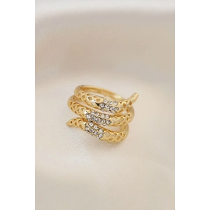 BFS Ayarlamalı Altın Renk Metal Zirkon Taşlı Yüzük