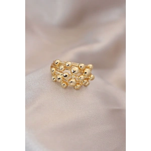 BFS Ayarlamalı Gold Renk Metal Bombeli Boluncuk Model Yüzük