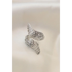 BFS Ayarlamalı Silver Renk Metal Zirkon Taşlı Kanat Yüzük