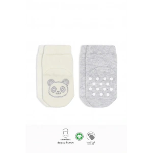 BFS   Bistyle Hayvan Figürlü Kaymaz Soket Çorap 2Li BS10104 Gri Ekru