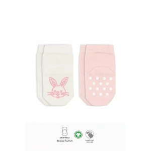 BFS    Bistyle Hayvan Figürlü Kaymaz Soket Çorap 2Li BS10104 Pembe Ekru