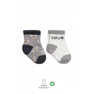 BFS   Bistyle Love Dog Penye Soket Çorap 2Li BS10118 Gri